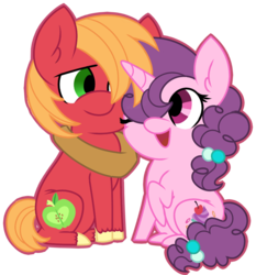 Size: 897x962 | Tagged: safe, artist:thehaywaiianhorse, big macintosh, sugar belle, earth pony, pony, g4, chibi, cute, female, macabetes, male, ship:sugarmac, shipping, simple background, straight, sugarbetes, transparent background