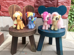 Size: 1165x871 | Tagged: safe, applejack, fluttershy, pinkie pie, rainbow dash, g4, irl, needle felted, photo, plushie