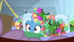 Size: 1280x720 | Tagged: safe, screencap, pony, unicorn, g4, road to friendship, cute, diatrixes, female, flower, hammock, mare, solo focus