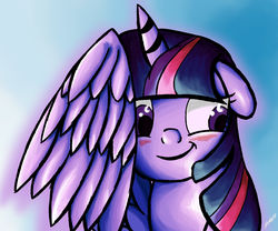 Size: 2600x2160 | Tagged: safe, artist:fedairkid, twilight sparkle, alicorn, pony, g4, blushing, cute, hiding behind wing, high res, twiabetes, twilight sparkle (alicorn)