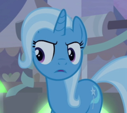 Size: 679x607 | Tagged: safe, screencap, trixie, pony, unicorn, g4, road to friendship, aside glance, cropped, female, mare, solo