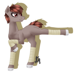 Size: 1858x1822 | Tagged: safe, artist:spokenmind93, oc, oc only, hitmonlee, adoptable, bucking, pokémon, pokémon red and blue, ponikemon, ponymon, raised leg, signature, simple background, solo, transparent background