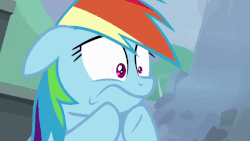 Size: 800x450 | Tagged: safe, screencap, rainbow dash, pony, g4, the washouts (episode), animated, female, nervous, rainbow dash is best facemaker, rainbowsnap, solo