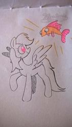 Size: 541x960 | Tagged: safe, rainbow dash, fish, g4, doodle, floating, glowing, ink, photo, sketch, traditional art