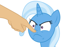 Size: 4096x3137 | Tagged: safe, artist:amarthgul, trixie, pony, g4, :c, boop, female, frown, hand, non-consensual booping, simple background, solo, this will end in death, this will end in tears and/or death, transparent background, vector
