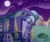 Size: 1117x946 | Tagged: safe, artist:christheblue, starlight glimmer, trixie, pony, unicorn, g4, cape, clothes, cloud, cute, eyes closed, female, kissing, lesbian, mare, moon, night, ponyville, romantic, ship:startrix, shipping, smiling, trixie's cape, trixie's wagon