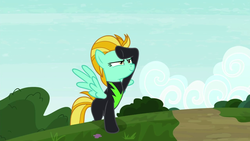 Size: 1280x720 | Tagged: safe, screencap, lightning dust, pegasus, pony, g4, the washouts (episode), clothes, female, mare, narrowed eyes, solo, uniform, washouts uniform