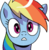 Size: 273x280 | Tagged: safe, artist:pencils, idw, official comic, rainbow dash, pegasus, pony, friendship is magic #69, g4, my little pony: friendship is magic (idw), spoiler:comic, background removed, bust, reaction image, shocked, simple background, surprised, transparent background