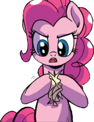 Size: 279x362 | Tagged: safe, artist:pencils, idw, official comic, pinkie pie, earth pony, pony, g4, spoiler:comic, spoiler:comic69, angry, background removed, female, mare, simple background, solo, transparent background