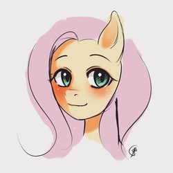 Size: 1500x1500 | Tagged: safe, artist:liny-an, fluttershy, pony, g4, colored sketch, cute, female, signature, sketch, smiling, solo
