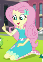 Size: 357x514 | Tagged: safe, screencap, fluttershy, equestria girls, g4, my little pony equestria girls: better together, the finals countdown, clothes, cropped, dress, female, fluttershy boho dress, geode of fauna, legs, magical geodes, skirt, sleeveless, sleeveless dress, solo