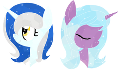 Size: 883x504 | Tagged: safe, artist:sparklechord, idw, radiant hope, oc, oc:sparkle chord, g4, duo, duo female, eyes closed, female, looking up, simple background, white background