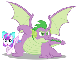 Size: 1600x1250 | Tagged: safe, artist:aleximusprime, princess flurry heart, spike, alicorn, dragon, pony, flurry heart's story, g4, bow, chubby, cute, fat, fat spike, female, filly, older, older flurry heart, older spike, papa wolf, plump, protecting, simple background, superhero landing, transparent background, uncle and niece, uncle spike, vector, winged spike, wings