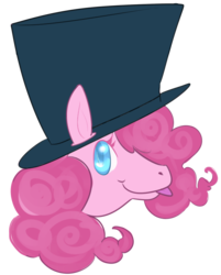 Size: 756x942 | Tagged: safe, artist:dragondicks, edit, editor:🐴, pinkie pie, earth pony, pony, g4, :p, blank slate, cute, exploitable, female, hat, head, meme, meme template, simple background, solo, template, tongue out, top hat, transparent background