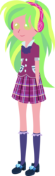 Size: 970x3105 | Tagged: safe, artist:kingdark0001, lemon zest, equestria girls, g4, my little pony equestria girls: friendship games, clothes, cute, female, headphones, pleated skirt, pointy people, school uniform, shoes, simple background, skirt, socks, solo, transparent background
