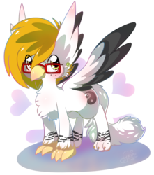 Size: 2104x2379 | Tagged: safe, artist:mangogryph, oc, oc only, oc:gryphie mango, griffon, blonde, female, glasses, high res, simple background, solo, transparent background