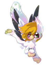 Size: 2480x2927 | Tagged: safe, artist:mangogryph, oc, oc only, oc:gryphie mango, griffon, blonde, glasses, heart eyes, high res, paw pads, paws, simple background, solo, transparent background, wingding eyes, wings