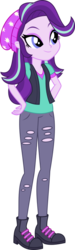 Size: 251x842 | Tagged: safe, artist:kimberlythehedgie, starlight glimmer, equestria girls, equestria girls specials, g4, my little pony equestria girls: mirror magic, beanie, boots, clothes, female, hand on hip, hat, pants, ripped pants, shirt, shoes, show accurate, simple background, smiling, solo, standing, transparent background, vector, vest