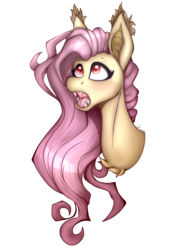 Size: 2448x3264 | Tagged: safe, artist:immagoddampony, artist:mimihappy99, fluttershy, bat pony, pony, g4, bust, female, flutterbat, high res, portrait, race swap, simple background, solo, transparent background