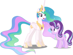 Size: 5755x4336 | Tagged: safe, artist:dashiesparkle, artist:ggalleonalliance, artist:tardifice, princess celestia, starlight glimmer, g4, absurd resolution, duo, duo female, female, mare, shadow, simple background, transparent background