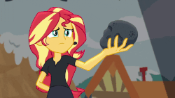 Size: 800x450 | Tagged: safe, screencap, sunset shimmer, equestria girls, equestria girls series, g4, opening night, animated, clothes, coal, diamond, dramatic, female, how, opening night: sunset shimmer, school play, shrunken pupils, skull, solo
