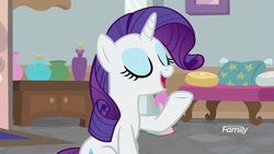 Size: 1920x1080 | Tagged: safe, screencap, rarity, pony, friendship university, g4, eyes closed, female, mare, solo