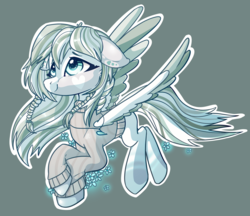Size: 3506x3030 | Tagged: safe, artist:roaert, oc, oc only, pegasus, pony, clothes, cute, female, flower, flying, high res, mare, smiling, solo, sweater