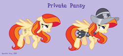 Size: 4590x2090 | Tagged: safe, artist:equmoria, private pansy, pegasus, pony, g4, armor, female, mare, simple background, solo