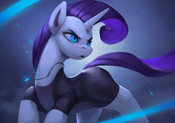 Size: 1300x916 | Tagged: safe, artist:rodrigues404, rarity, pony, unicorn, g4, clothes, eyeshadow, female, jewelry, makeup, mare, necklace, pose, skintight clothes, solo