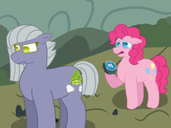 Size: 2048x1536 | Tagged: safe, artist:kindheart525, artist:lazyy-llama, limestone pie, pinkie pie, earth pony, pony, kindverse, g4, angry, geode, homophobia, pie sisters, sad, siblings, sisters, story included