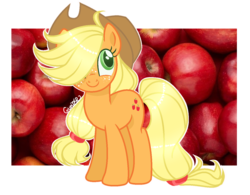 Size: 1336x1044 | Tagged: safe, artist:gunter-the-pony, applejack, earth pony, pony, g4, apple, base used, female, food, freckles, mare, real life background, solo, that pony sure does love apples, transparent background, white outline