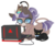 Size: 500x424 | Tagged: safe, artist:curiouskeys, oc, oc only, oc:curious keys, cat, hinny, pony, unicorn, computer, curved horn, glasses, horn, laptop computer, ponysona, simple background, transparent background