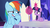 Size: 1280x720 | Tagged: safe, screencap, rainbow dash, twilight sparkle, alicorn, pegasus, pony, 28 pranks later, g4, crying, female, friendship throne, laughing, magic, mare, open mouth, sitting, tears of laughter, telekinesis, throne, twilight sparkle (alicorn), twilight sparkle is not amused, unamused, whoopee cushion