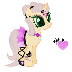 Size: 365x366 | Tagged: safe, artist:bluemoondiancie, artist:lavaroses, artist:melodysweetheart, oc, oc only, oc:pastel goth (ice1517), pony, unicorn, icey-verse, base used, choker, clothes, ear piercing, earring, female, fishnet stockings, goth, heart, horn, horn ring, jewelry, magical lesbian spawn, mare, miniskirt, offspring, parent:lily lace, parent:sunshine smiles, parents:sunlace, pastel goth, piercing, shoes, simple background, skirt, solo, tattoo, white background