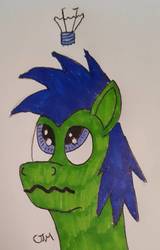 Size: 911x1423 | Tagged: safe, artist:rapidsnap, oc, oc only, oc:rapidsnap, pony, confused, solo, traditional art