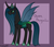 Size: 1750x1500 | Tagged: safe, artist:misskanabelle, queen chrysalis, changeling, changeling queen, g4, alternate design, female, gradient background, holeless, signature, solo, story included, text