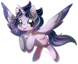 Size: 2364x1956 | Tagged: safe, artist:mangogryph, oc, oc only, oc:aurora starlight, alicorn, pony, chest fluff, chibi, horn, simple background, solo, tongue out, transparent background, wings