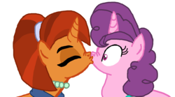 Size: 1800x1000 | Tagged: safe, artist:ktd1993, stellar flare, sugar belle, pony, unicorn, g4, crack shipping, female, kissing, lesbian, mare, shipping, simple background, stellarbelle, transparent background