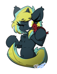 Size: 2550x3300 | Tagged: safe, artist:bbsartboutique, oc, oc only, oc:electro current, bird, pony, unicorn, cute, high res, simple background, solo, transparent background
