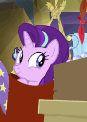 Size: 384x540 | Tagged: safe, edit, edited screencap, screencap, starlight glimmer, pony, unicorn, g4, road to friendship, :t, animated, box, derp, duo, duo female, faic, female, frown, hammock, looking back, mare, nose wrinkle, on back, puffy cheeks, pushing, scrunchy face, solo focus, squeezing, squishy, squishy cheeks, stuck, wavy mouth, wide eyes