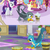 Size: 1920x1920 | Tagged: safe, screencap, apple bloom, gabby, gallus, rarity, scootaloo, sweetie belle, griffon, pegasus, pony, unicorn, g4, my little pony: friendship is magic, the fault in our cutie marks, the hearth's warming club, bucket, carousel boutique, cleaning, comparison, cutie mark crusaders, female, filly, male, mare, school of friendship, slime, tongue out