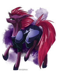 Size: 774x1032 | Tagged: safe, artist:0bloodyscene, artist:aruz01, tempest shadow, pony, unicorn, g4, armor, broken horn, collaboration, eye scar, female, horn, looking at you, mare, scar, simple background, solo, transparent background, walking