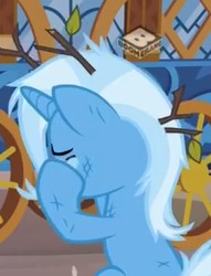 Size: 535x701 | Tagged: safe, screencap, trixie, pony, unicorn, g4, road to friendship, crying, eyes closed, female, mare, sad, solo, tree branch