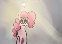 Size: 2480x1754 | Tagged: safe, artist:akuneanekokuro, pinkie pie, earth pony, pony, g4, atg 2018, digital art, female, lightbulb, looking up, mare, newbie artist training grounds, pink coat, pink mane, smiling, solo