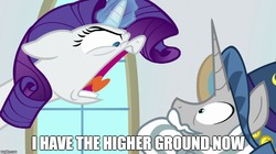 Size: 888x499 | Tagged: safe, edit, screencap, rarity, star swirl the bearded, pony, unicorn, friendship university, g4, duo, female, glowing horn, high ground, horn, male, mare, shouting rarity, stallion, star wars, yelling