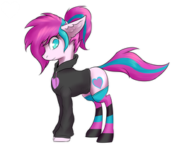 Size: 6000x5000 | Tagged: safe, artist:tatykin, oc, oc only, oc:panda shade, earth pony, pony, absurd resolution, clothes, hoodie, looking at you, socks, solo, striped socks, ych result