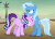 Size: 741x540 | Tagged: safe, screencap, starlight glimmer, trixie, pony, unicorn, g4, road to friendship, animated, duo, female, mare, messy mane, trixie is not amused, unamused