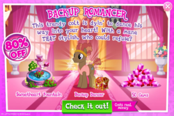 Size: 797x531 | Tagged: safe, gameloft, stereo mix, pony, g4, my little pony: magic princess, advertisement, costs real money, gem, introduction card, male, solo, stallion