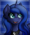 Size: 1155x1354 | Tagged: safe, artist:deraniel, princess luna, alicorn, pony, g4, bust, cheek fluff, colored pupils, cute, ear fluff, female, fluffy, hair over one eye, happy, mare, portrait, signature, smiling, solo