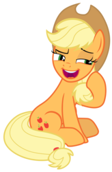 Size: 7000x10700 | Tagged: safe, artist:tardifice, applejack, earth pony, pony, g4, non-compete clause, absurd resolution, cowboy hat, female, freckles, hat, lidded eyes, open mouth, raised eyebrow, simple background, sitting, smug, solo, stetson, transparent background, uvula, vector